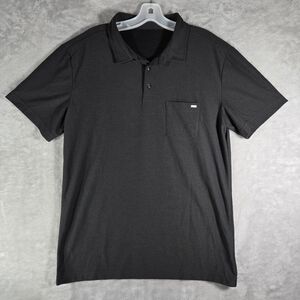 Vuori Ace Polo Mens Large L Performance Hybrid Shirt Dark Gray Front Pocket